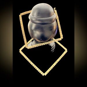 Fabulous, gold rhinestone, huge square earrings